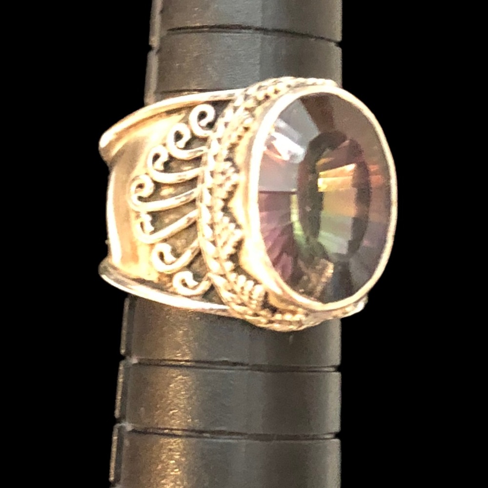 Sz 6 Mystic Topaz and Sterling Silver Ring